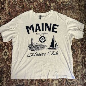 H&M White Maine Graphic Tee
